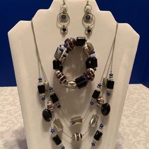 3-pc royal blue/black/white set